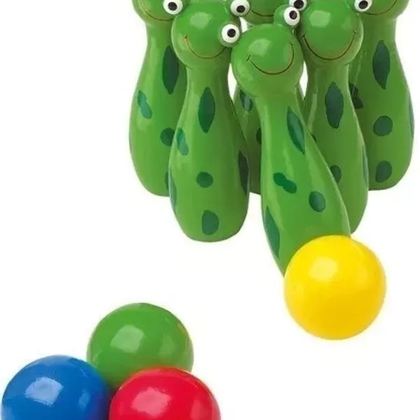 Grenouille de jeu de quilles en bois