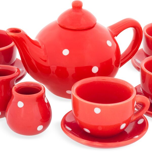 5039 Dinette porcelaine rouge a pois 18€
