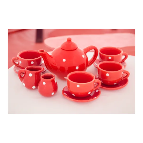 5039 Dinette porcelaine rouge a pois 18
